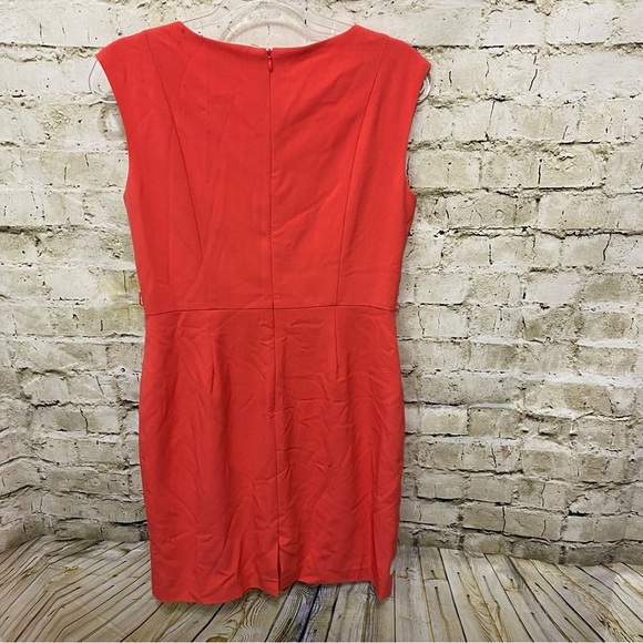 Sandra Darren Coral Faux Wrap Sleeveless Sheath Dress - Picture 4 of 6